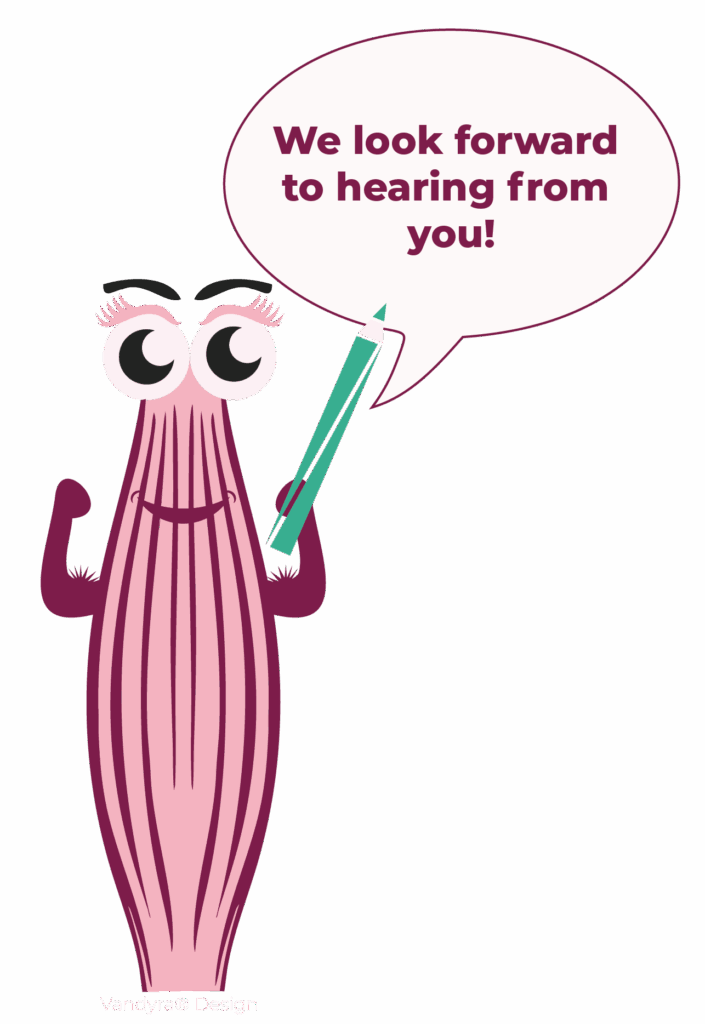Muscle mascot Herkuline say: We look forward to hearing from you!